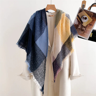 Luxury Fashion Plaid Cashmere Winter Shawl Scarf | Warm Triangle Wraps