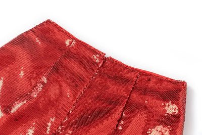 Christmas Red Sequins Two-Piece Suit Top & Shorts