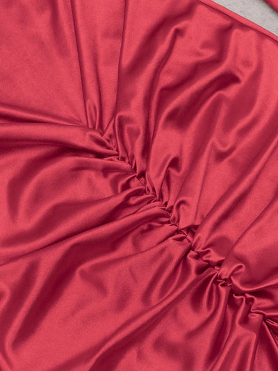 Sexy V-Neck Flare Sleeve Ruched Ruffle Long Dress