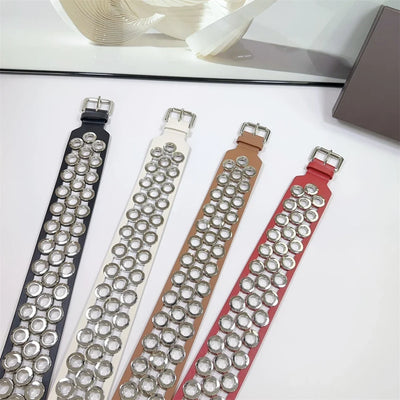 12 CM Wide Hollow Pattern Pin Buckle Waist Belt - Handmade Luxury Accessory