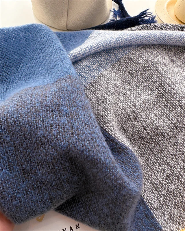 Luxury Fashion Plaid Cashmere Winter Shawl Scarf | Warm Triangle Wraps