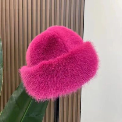 Winter Fluffy Fur Bucket Hat with Ear Protection