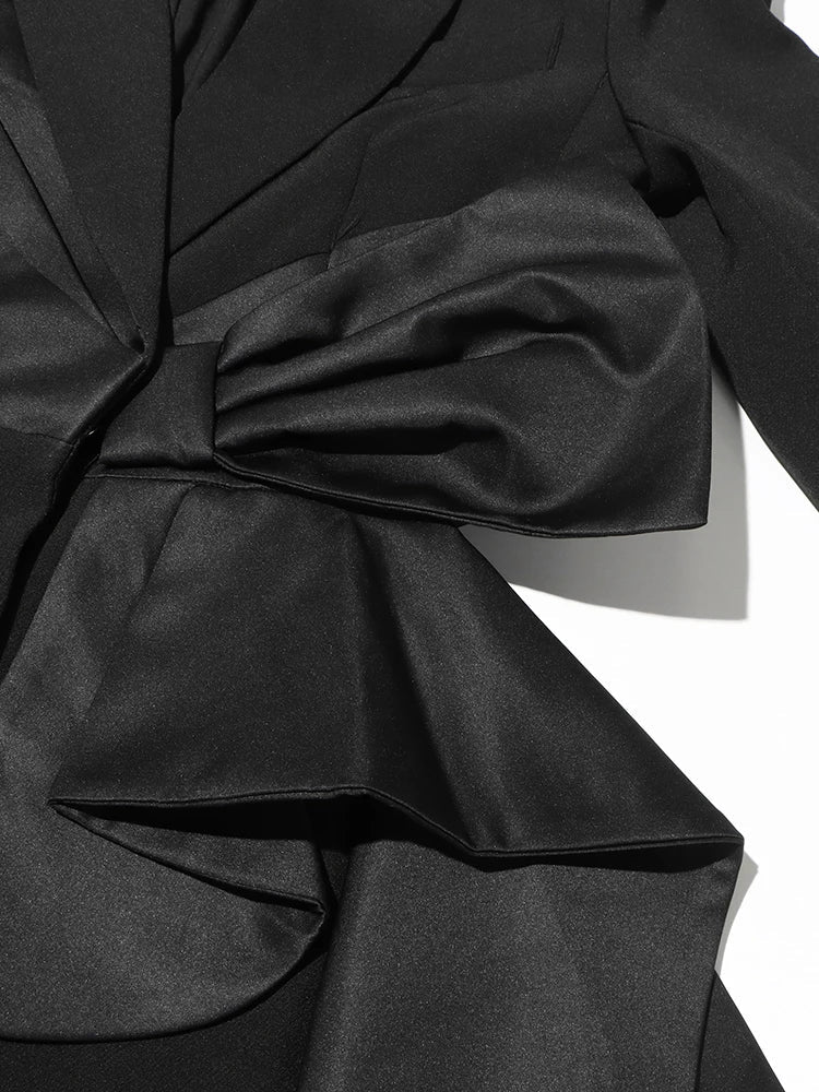 Hollow Out Bowknot Blazer | Women's Notched Collar Tunic