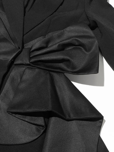 Hollow Out Bowknot Blazer | Women's Notched Collar Tunic