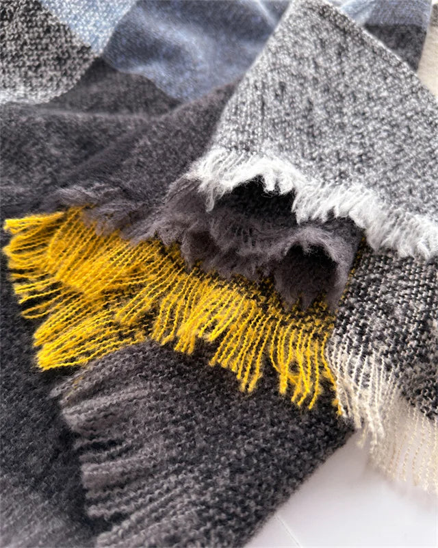 Luxury Fashion Plaid Cashmere Winter Shawl Scarf | Warm Triangle Wraps