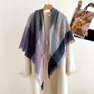 Luxury Fashion Plaid Cashmere Winter Shawl Scarf | Warm Triangle Wraps