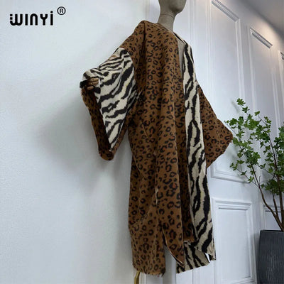 Winter Coat for Women | Retro Print Tassel Loose Overcoat with Fur | Long and Warm Bohemian Style