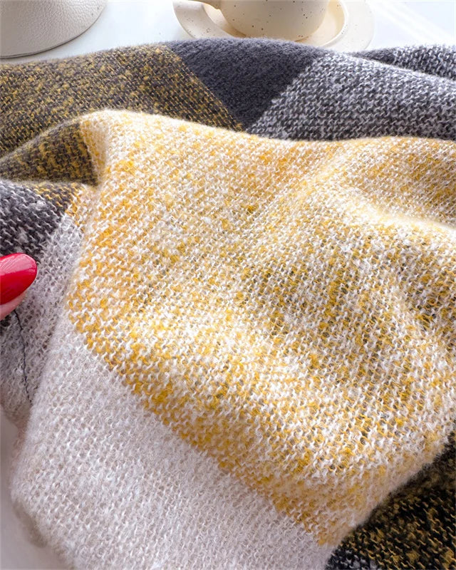 Luxury Fashion Plaid Cashmere Winter Shawl Scarf | Warm Triangle Wraps
