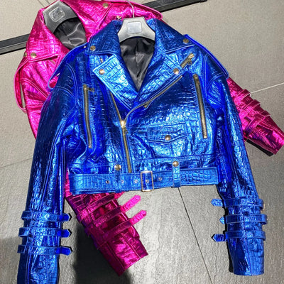 Women's Leather Belt Jacket - Real Sheepskin, Warm Autumn Coat