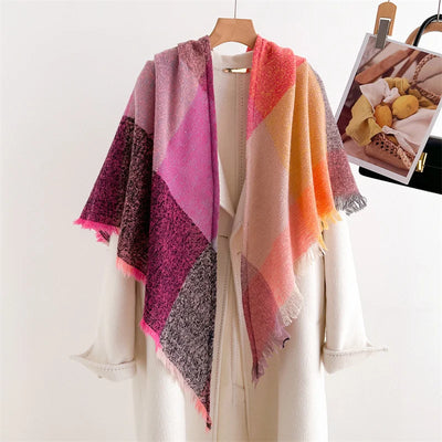 Luxury Fashion Plaid Cashmere Winter Shawl Scarf | Warm Triangle Wraps