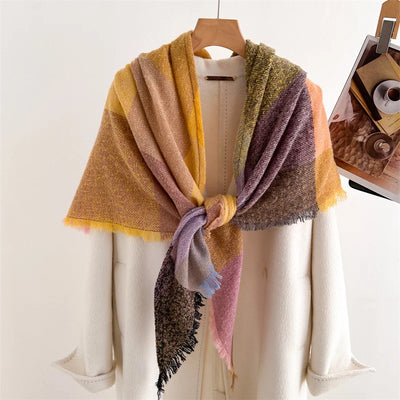 Luxury Fashion Plaid Cashmere Winter Shawl Scarf | Warm Triangle Wraps