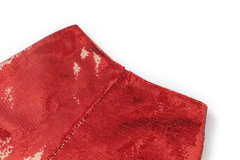 Christmas Red Sequins Two-Piece Suit Top & Shorts
