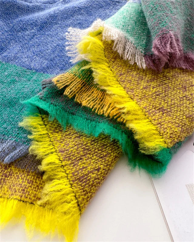Luxury Fashion Plaid Cashmere Winter Shawl Scarf | Warm Triangle Wraps