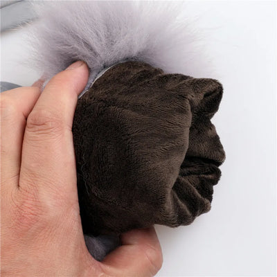 Sheepskin Leather Gloves with Fox Fur Trim – Women's Winter Mittens