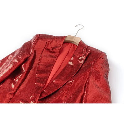 Christmas Red Sequins Two-Piece Suit Top & Shorts