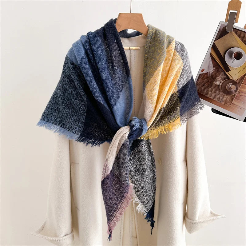 Luxury Fashion Plaid Cashmere Winter Shawl Scarf | Warm Triangle Wraps