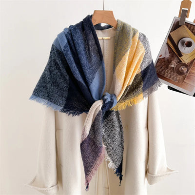 Luxury Fashion Plaid Cashmere Winter Shawl Scarf | Warm Triangle Wraps