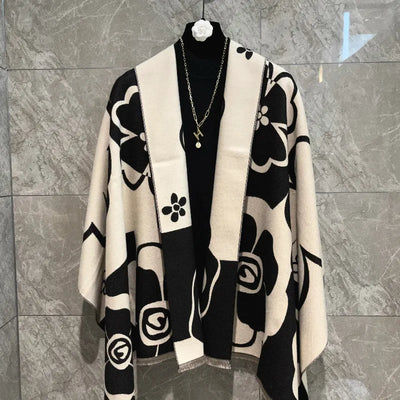 Elegant Floral Acrylic Cashmere Scarf Shawl