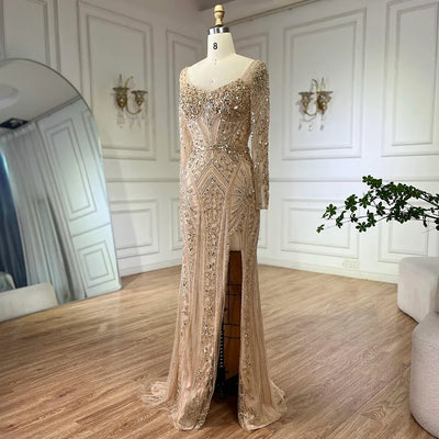 Luxury Pink Mermaid Beaded Evening Dress | Formal Occasion Gown