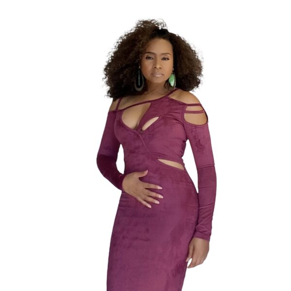 Body Con Cutout Faux Suede Dress
