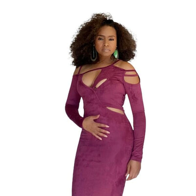 Body Con Cutout Faux Suede Dress