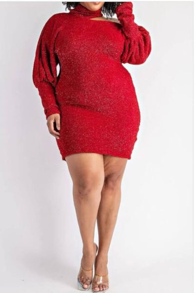 Plus Size Open Collar Long Sleeved Sweater