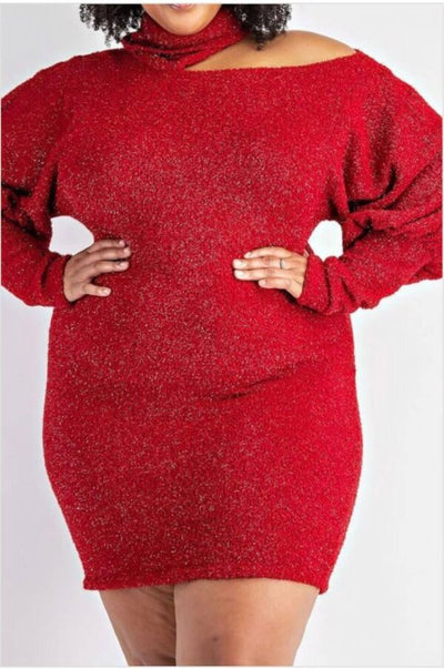 Plus Size Open Collar Long Sleeved Sweater