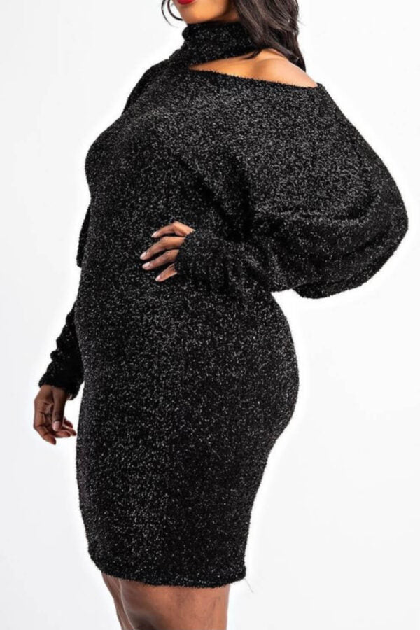 Plus Size Open Collar Long Sleeved Sweater