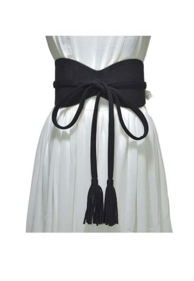Black Wide Belt With Front Tie